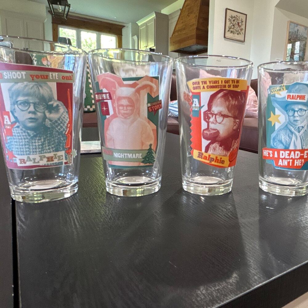 A Christmas Story Ralphie Quote Graphic Print Clear Pint Glasses Set of 4 16oz